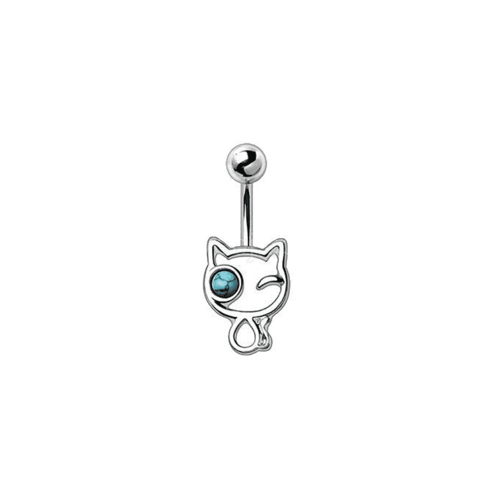 image-316L Stainless Steel Turquoise Kitty Navel Ring