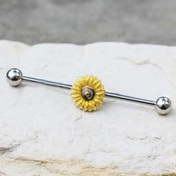 image-316L Stainless Steel Sunflower Industrial Barbell