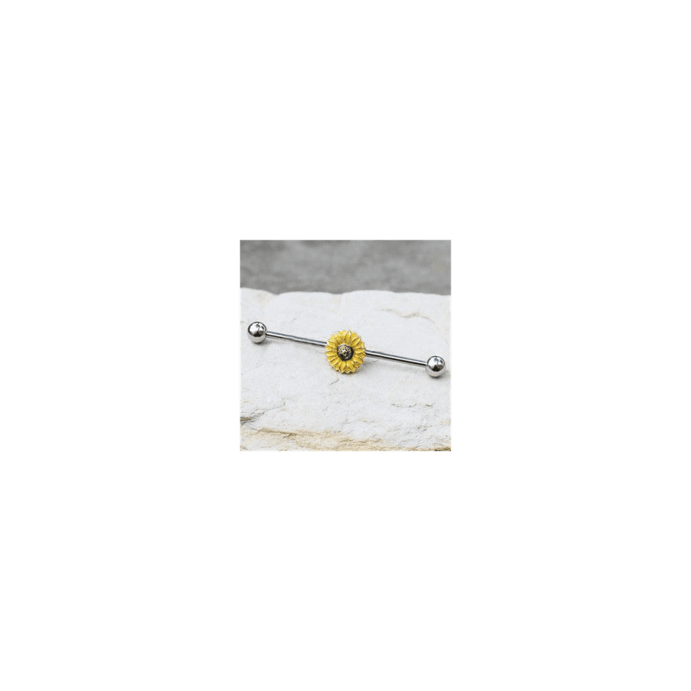 image-316L Stainless Steel Sunflower Industrial Barbell