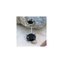 image-316L Stainless Steel Fancy Black Cat Navel Ring