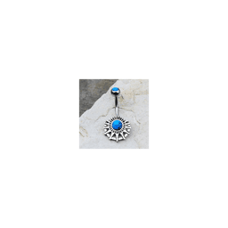 image-316L Stainless Steel Ornate Turquoise Navel Ring
