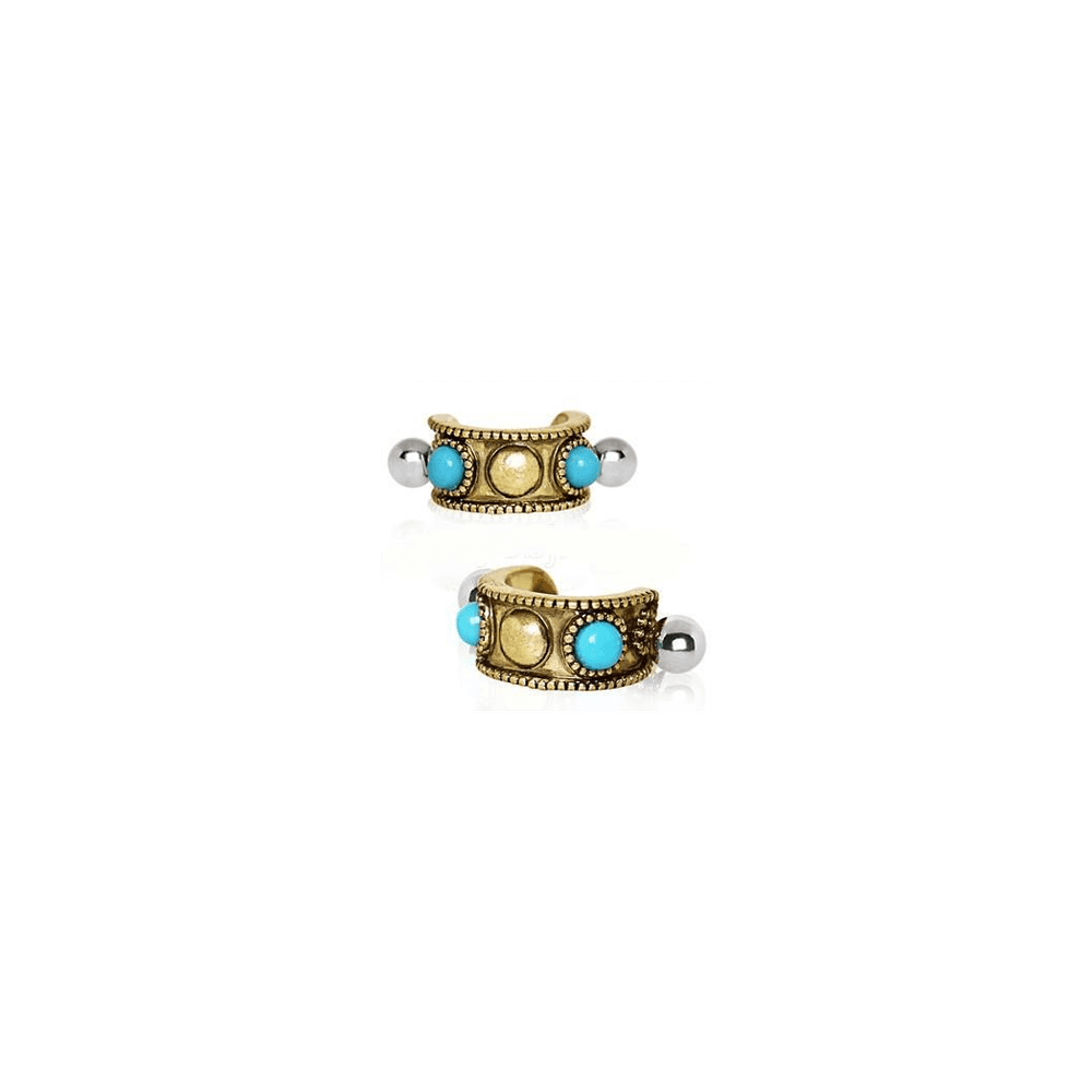 image-Antique Gold Plated Turquoise Cartilage Cuff Earring