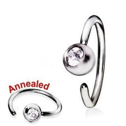 image-316L Surgical Steel Annealed Press Fit CZ Ball Nose Hoop