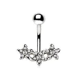 image-316L Stainless Steel Dainty Triple Flower Navel Ring
