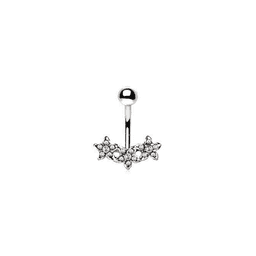 image-316L Stainless Steel Dainty Triple Flower Navel Ring