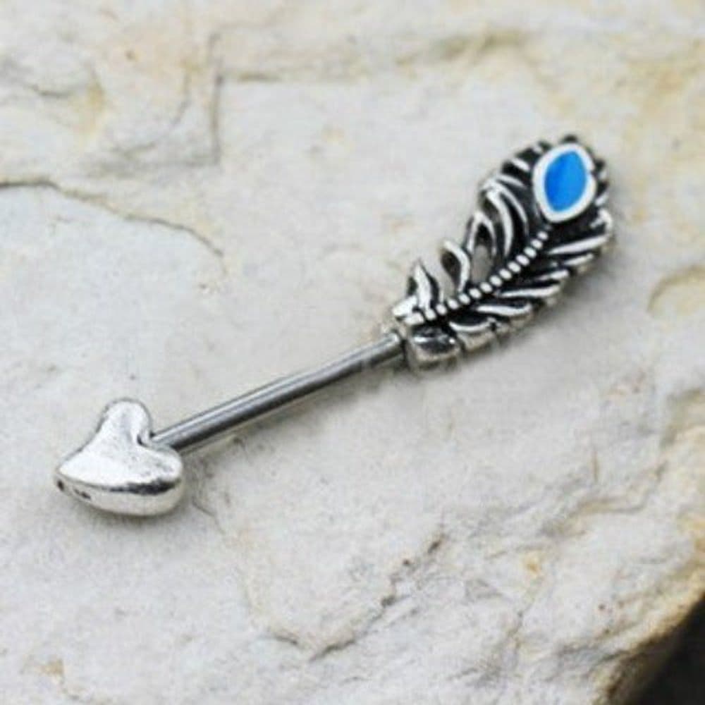 image-316L Stainless Steel Aqua Feather Arrow Nipple Bar