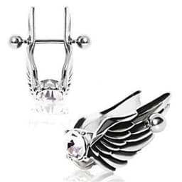 image-Angel Wings Cartilage Earring - Feathered Angel Wings w/ Gem Cartilage Piercing
