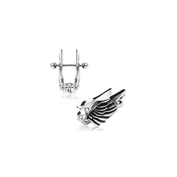 image-Angel Wings Cartilage Earring - Feathered Angel Wings w/ Gem Cartilage Piercing