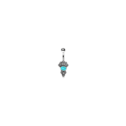 image-316L Stainless Steel Medieval Style Navel Ring with Turquoise Stone