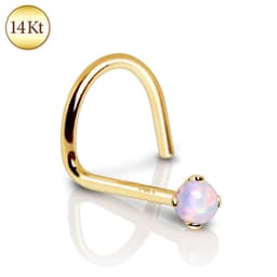 image-14Kt Yellow Gold Nose Screw with Prong Set Opalite