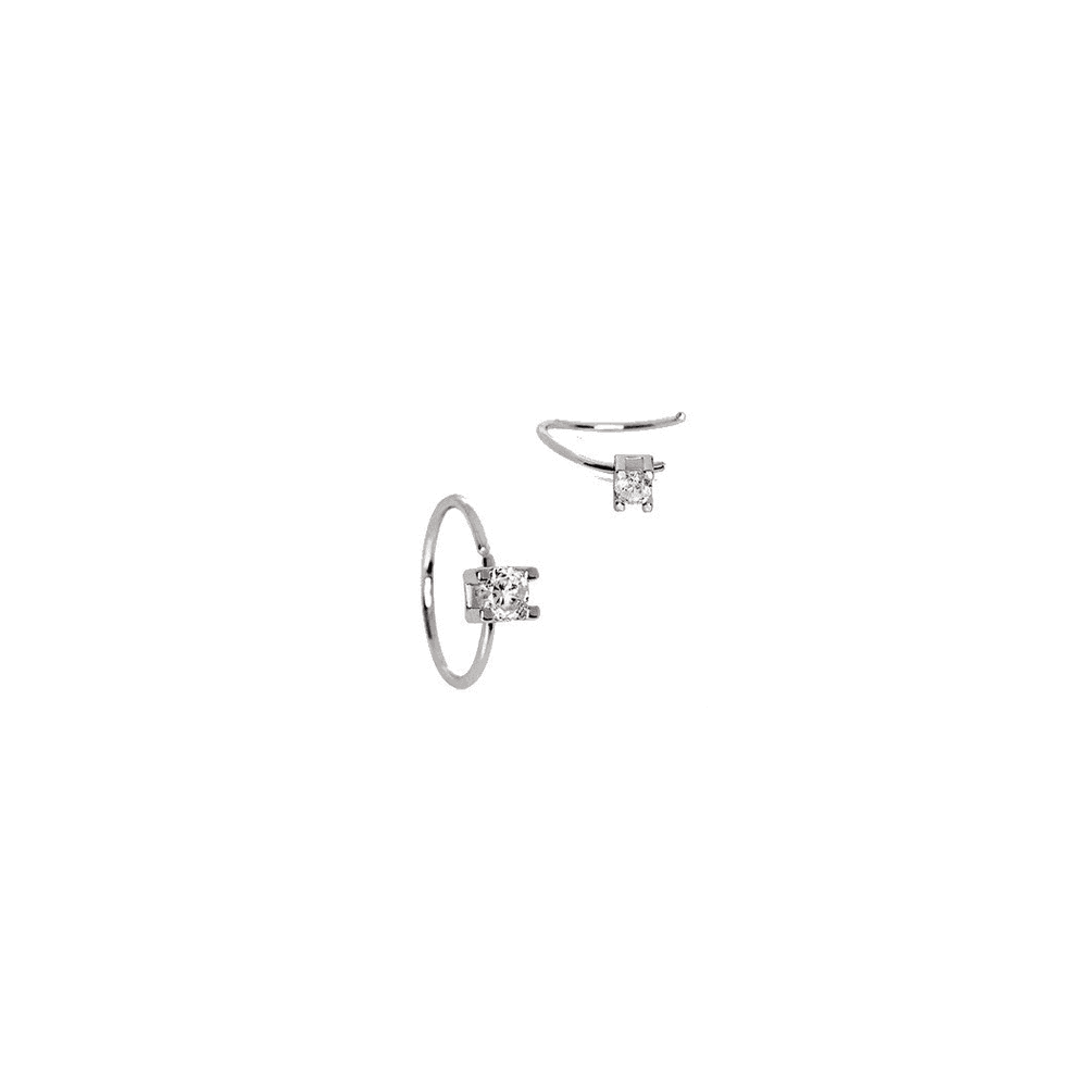image-316L Stainless Steel Prong Set CZ Nose Hoop