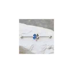 image-316L Stainless Steel Blue Clover Leaf Industrial Barbell