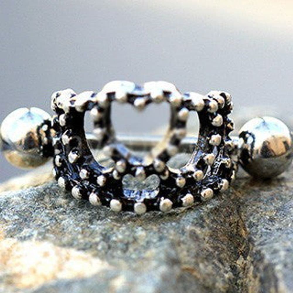 image-316L Stainless Steel Heart Crown Cartilage Cuff Earring