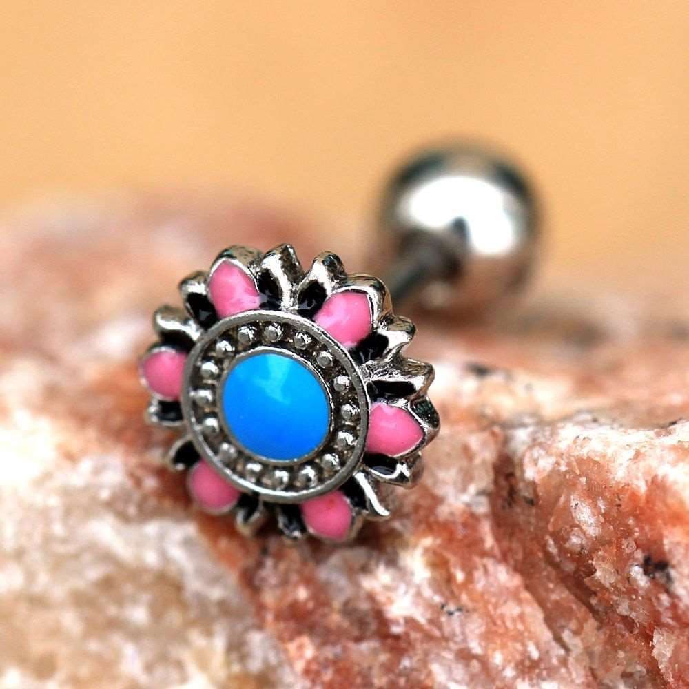 image-316L Stainless Steel Pastel Flower Cartilage Earring