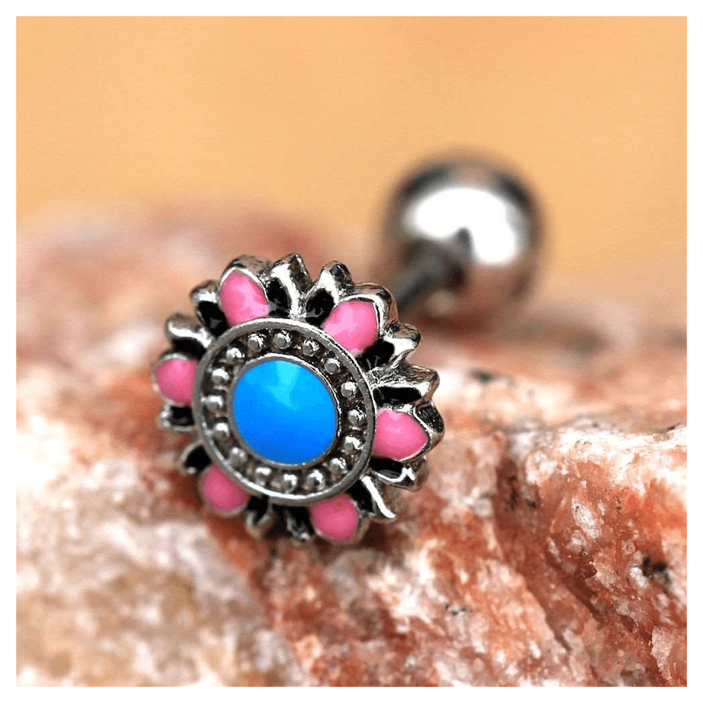 image-316L Stainless Steel Pastel Flower Cartilage Earring