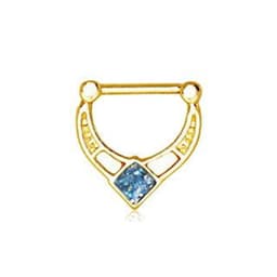 image-Gold Plated Blue Epoxy Rhombus Septum Clicker