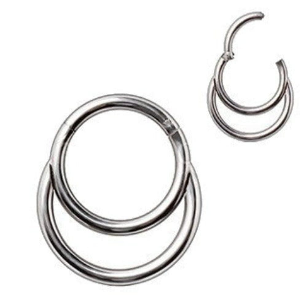 image-316L Stainless Steel Double Ring Seamless Clicker Ring / Septum Jewelry