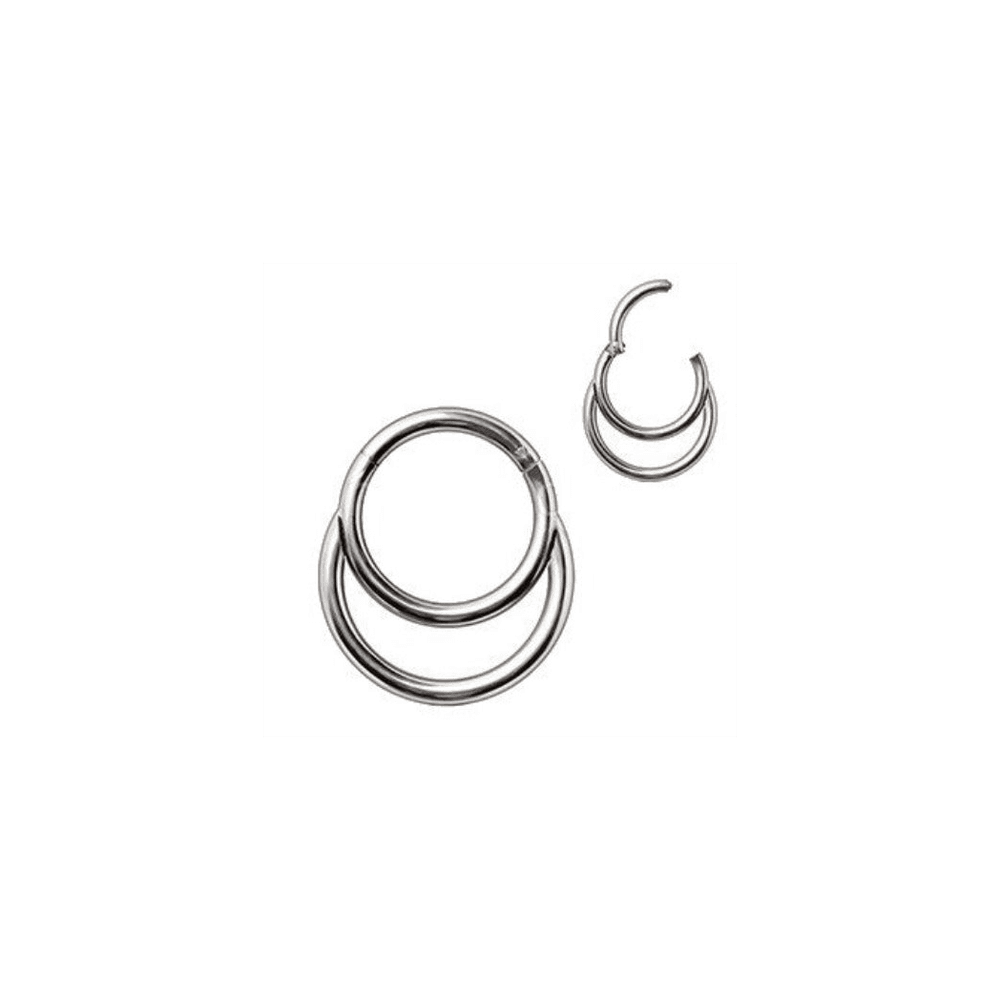 image-316L Stainless Steel Double Ring Seamless Clicker Ring / Septum Jewelry