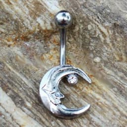 image-316L Stainless Steel Moon and Star Navel Ring
