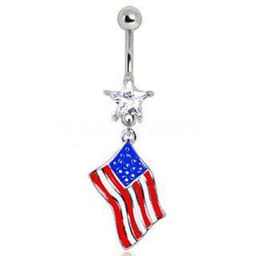 image-316L Surgical Steel USA Flag Navel Ring