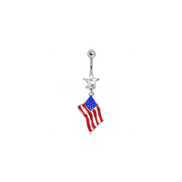 image-316L Surgical Steel USA Flag Navel Ring