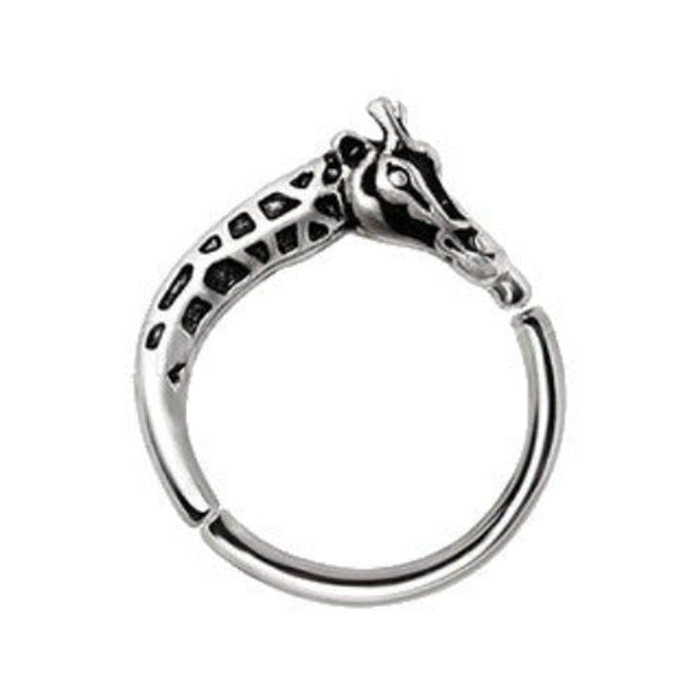 image-316L Stainless Steel Giraffe Silver Plated Seamless Ring / Cartilage Earring