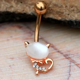 image-Rose Gold Plated Cat's Eye Cat Navel Ring