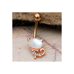 image-Rose Gold Plated Cat's Eye Cat Navel Ring