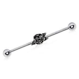 image-316L Stainless Steel Metal Rose Industrial Barbell