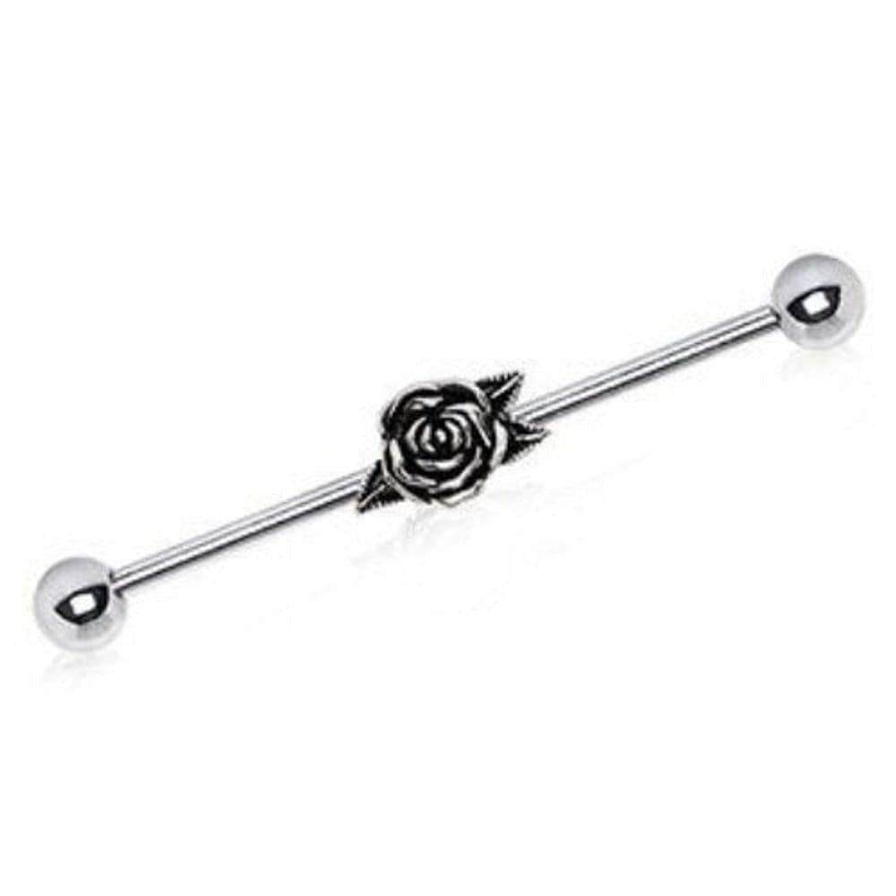image-316L Stainless Steel Metal Rose Industrial Barbell