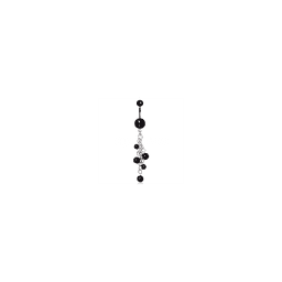 image-316L Surgical Steel Black Acrylic Navel Ring with Beaded Chain Cascade