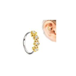 image-316L Stainless Steel Golden Flowers Seamless Circular Ring / Daith Cartilage Earring