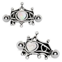 image-316L Stainless Steel Medieval Design Heart Crown Cartilage Cuff Earring