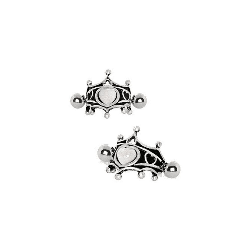 image-316L Stainless Steel Medieval Design Heart Crown Cartilage Cuff Earring