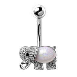 image-316L Stainless Steel Fancy Jeweled Elephant Navel Ring
