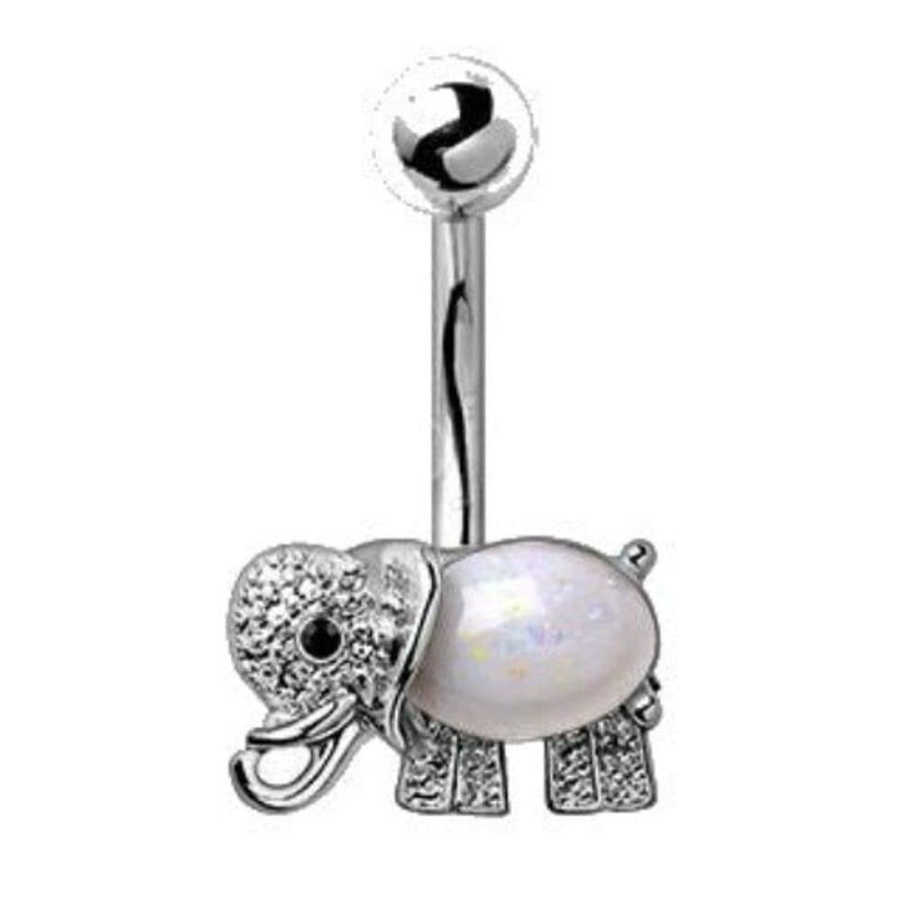 image-316L Stainless Steel Fancy Jeweled Elephant Navel Ring