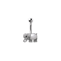 image-316L Stainless Steel Fancy Jeweled Elephant Navel Ring