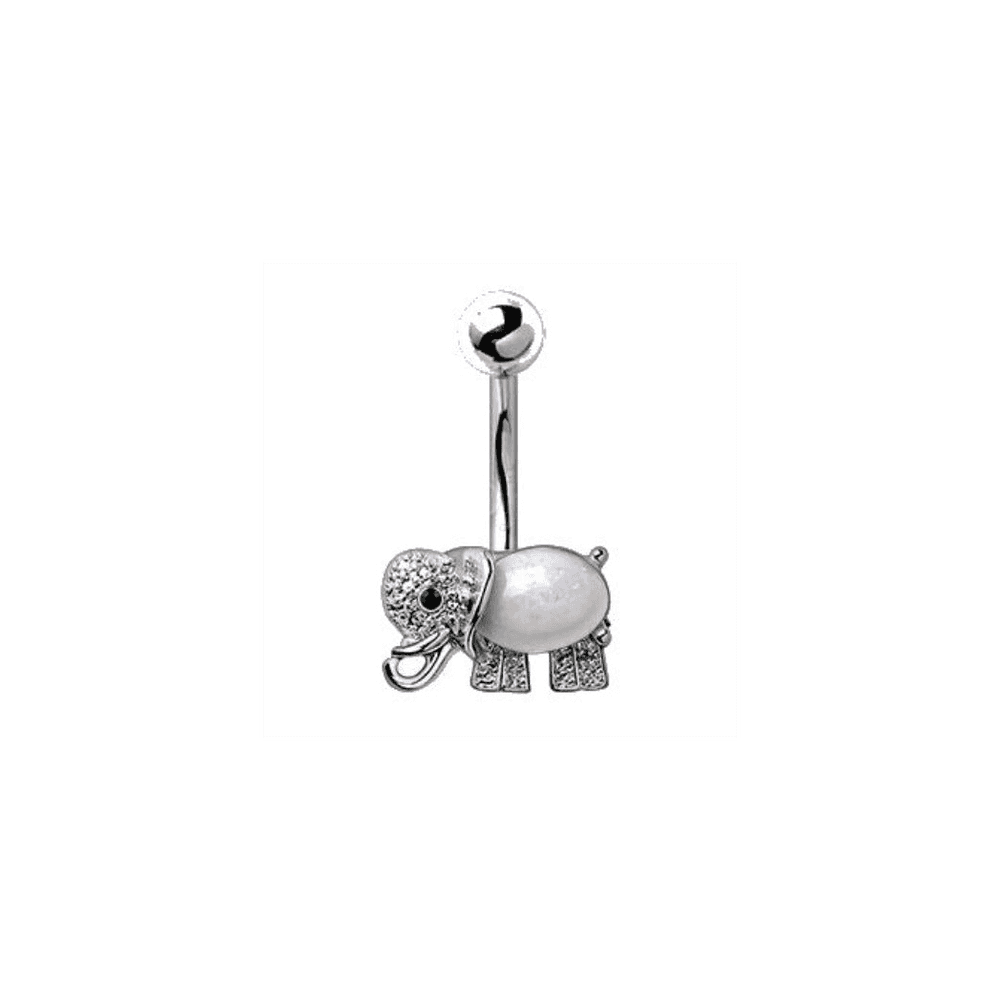 image-316L Stainless Steel Fancy Jeweled Elephant Navel Ring
