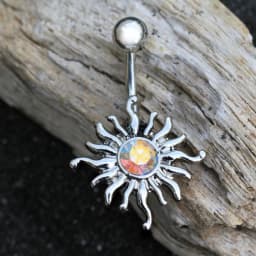 image-316L Stainless Steel Aurora Borealis Tribal Sun Navel Ring