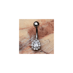 image-316L Stainless Steel Teardrop Cut CZ Navel Ring