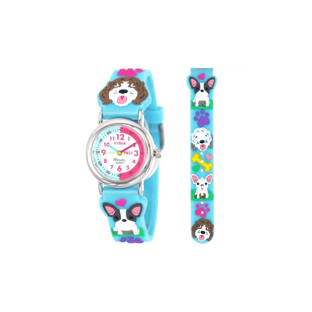 image-Ravel Children Girls 3D Cartoon Time Teacher Watch Blue Frenchie & Cockapoo R1513.99