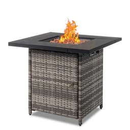 image-28-Inch Fire Table,50000 BTU Gas Firepit with Volcanic Stone Black