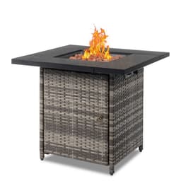 image-28-Inch Fire Table,50000 BTU Gas Firepit with Volcanic Stone Black