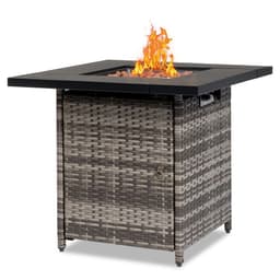 image-28-Inch Fire Table,50000 BTU Gas Firepit with Volcanic Stone Black