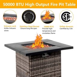 image-28-Inch Fire Table,50000 BTU Gas Firepit with Volcanic Stone Black