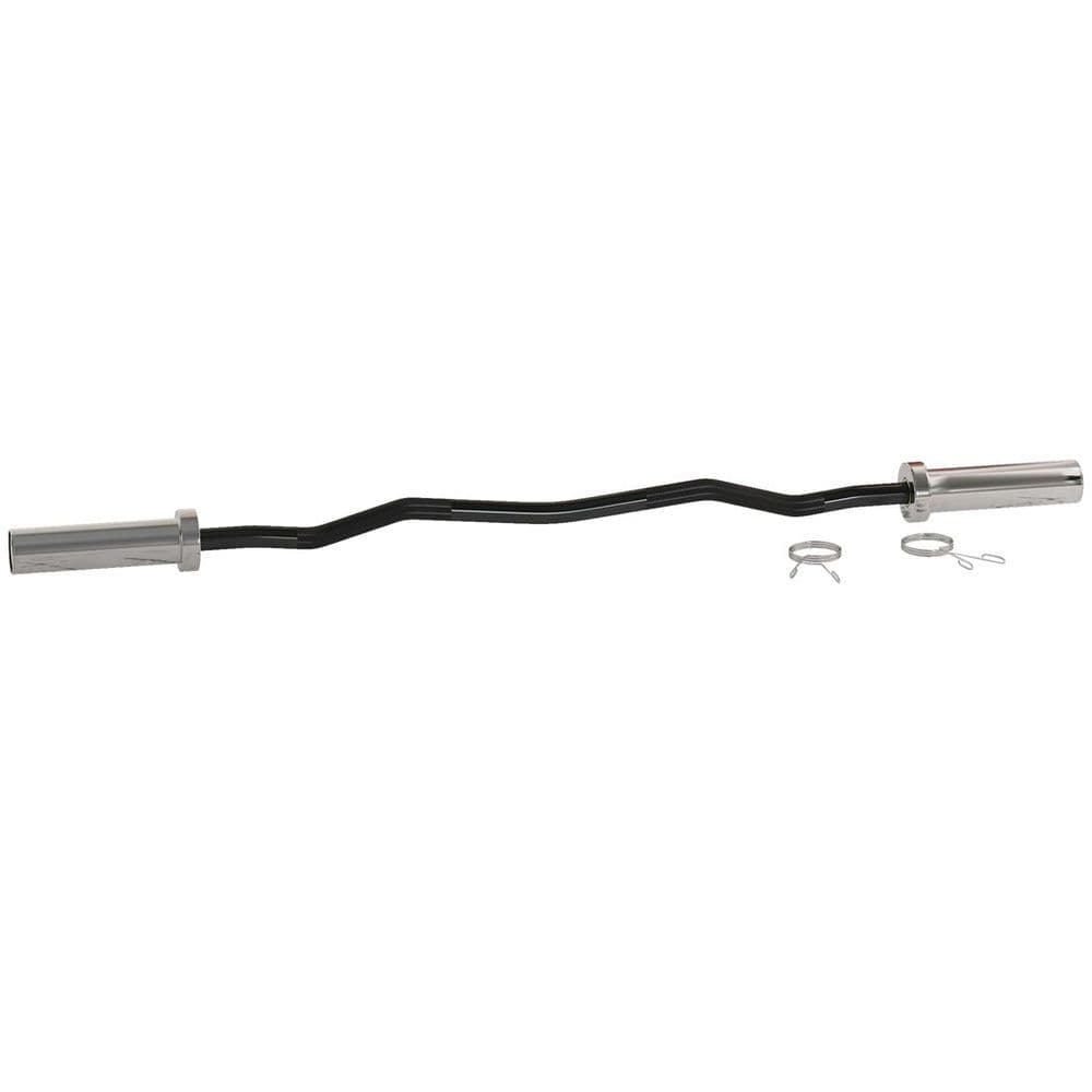 image-120cm EZ Curl Bar with Spring Clips, Barbell Bar for 5cm Weight Plates, 8kg