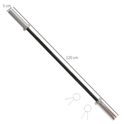 image-120cm EZ Curl Bar with Spring Clips, Barbell Bar for 5cm Weight Plates, 8kg