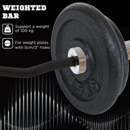 image-120cm EZ Curl Bar with Spring Clips, Barbell Bar for 5cm Weight Plates, 8kg