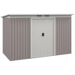 image-Garden Storage Shed Store Metal Roof Building Tool Box Container Light Grey