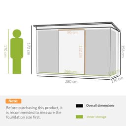image-Garden Storage Shed Store Metal Roof Building Tool Box Container Light Grey